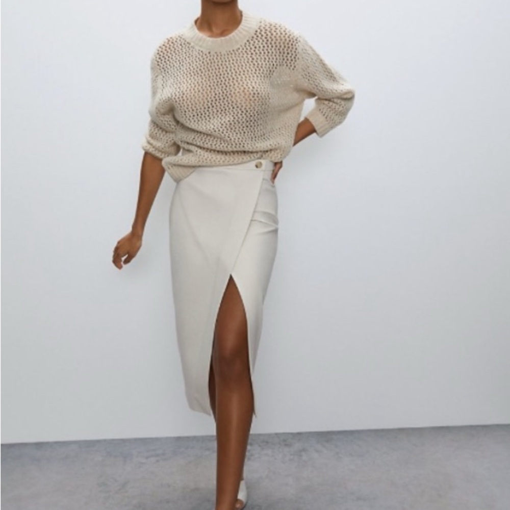 Elegant Cream Wrap Skirt